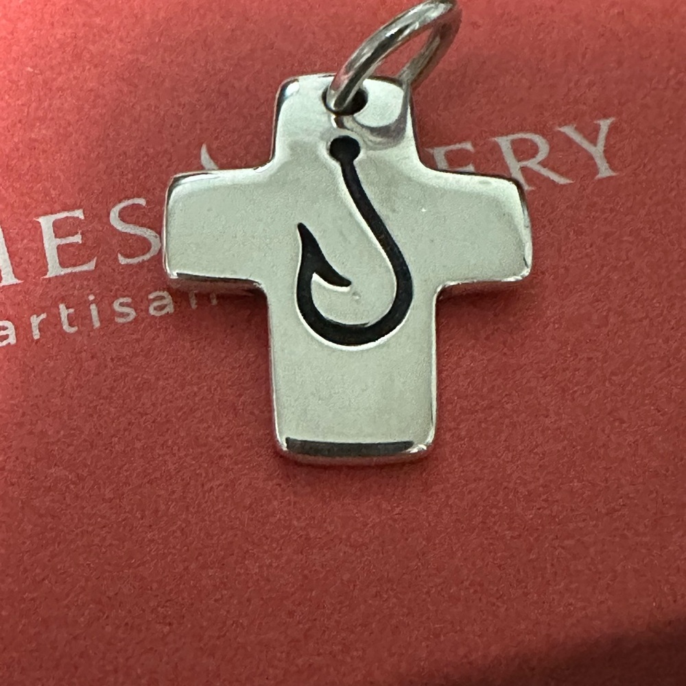 Retired James Avery  Fishers of Men Cross Pendant Sterling Silver 🌟!Polished!🌟